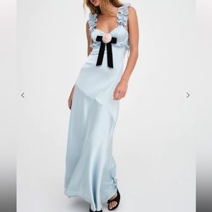 Baby blue ruffle tank maxi dress